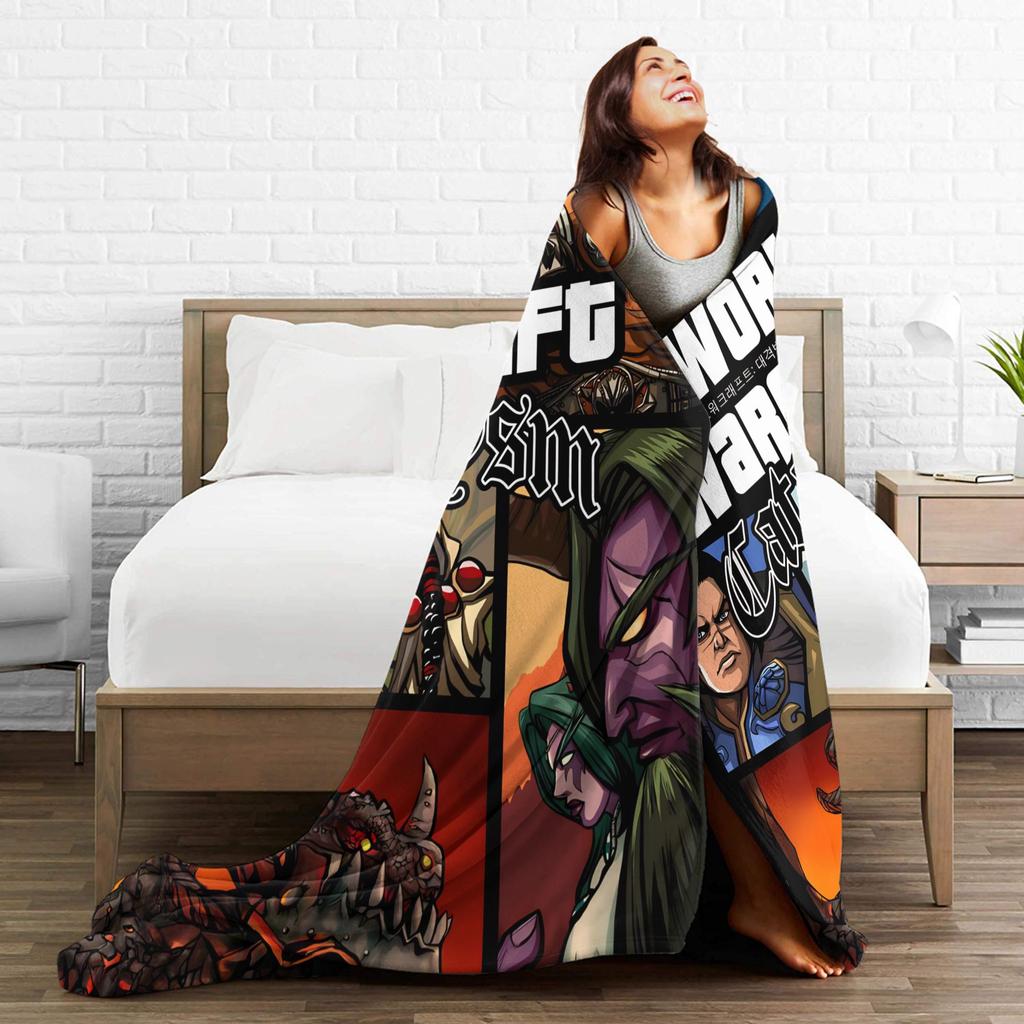 World of Warcraft Game Flannel Blankets Super Warm Throw Blanket for Outdoor Travel Office Aesthetic Bedspread Sofa Bed Cover