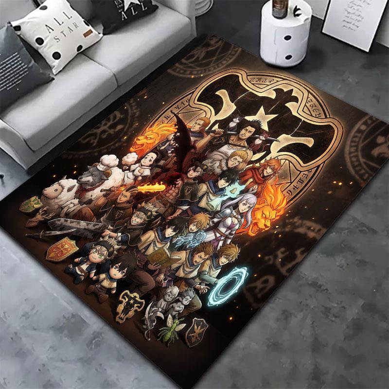 Dywan Black Clover do salonu, sypialni, dekoracja sofy domowej, mata podłogowa antypoślizgowa dla dzieci