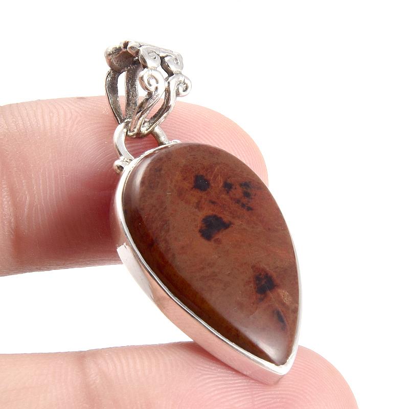 Natural Mahogany Red Obsidian 925 Solid Sterling Silver Gift Pendant 1.3" L3M61