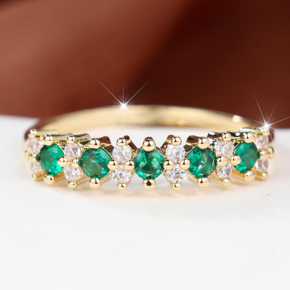 Elegant Two Color Optional Band Ring for Women Green White Zircon Banquet Fashion Jewelry Gift