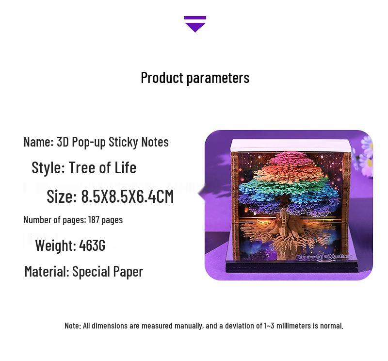 Tree of Life 3D Paper Carving Calendar and Sticky Notes Desk Ornament