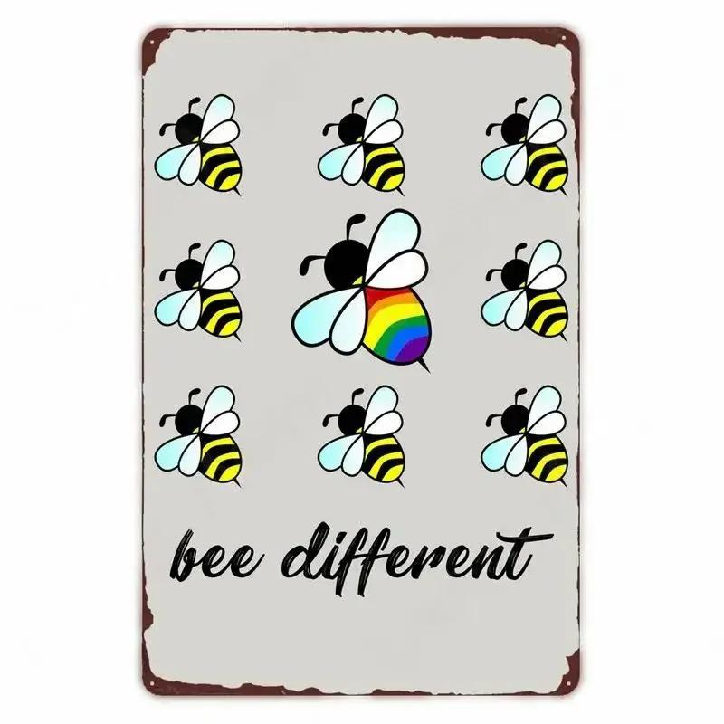 Vintage Bee Kind Funny Poster Honeybee Happy Retro Metal Sign Home Outdoor Wall BeeKeeper Slogans Art Tin Plate Decoration