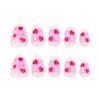 24 Pieces Valentine's Day Love Wear Nail Blush Smudge Nail Art Fake Nail Short Almond Flash Diamond Wear Nail Piece