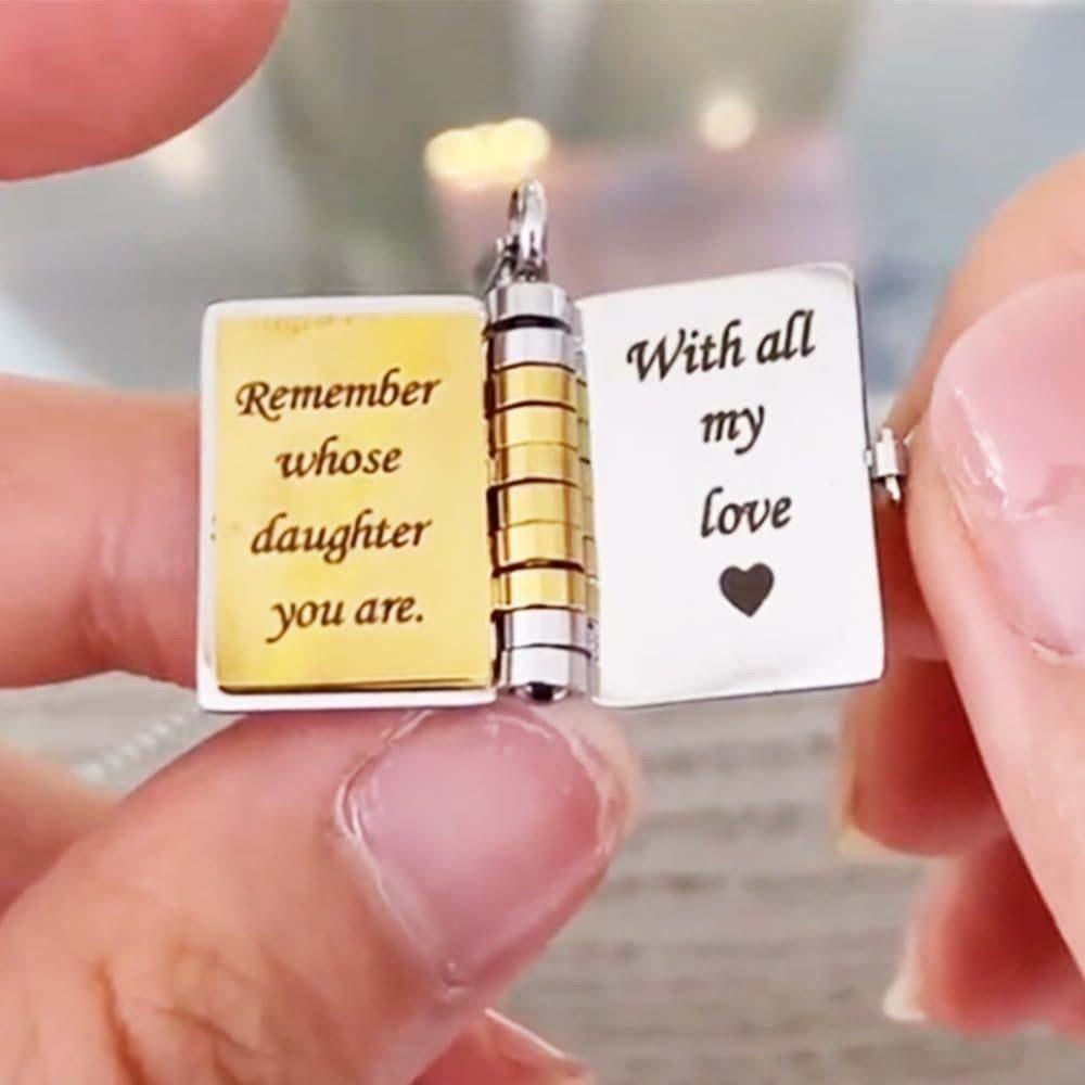 Stainless Steel Opening Book Pendant Titanium Steel Girls Text Locket  Collarbone Chain
