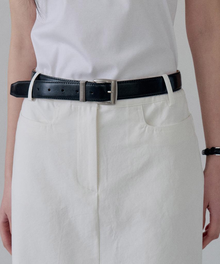 STEP AROUND Classic Wide Leather Belt_Black