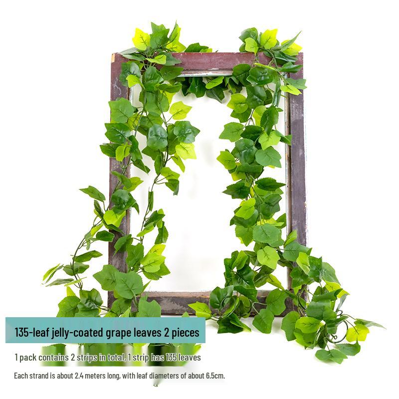 Rattan Air Conditioning Pipe Cover with Artificial Green Vines and Leaves