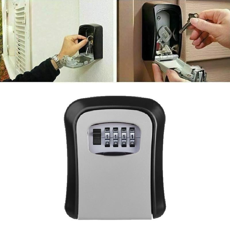 Safe Box Key Secure 4 Digit Combination Wall Mounted Lock Storage Aluminum Alloy