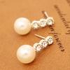 Women's White Faux Pearl Earrings Rhinestone Eardrop Ear Studs Bride Jewelry