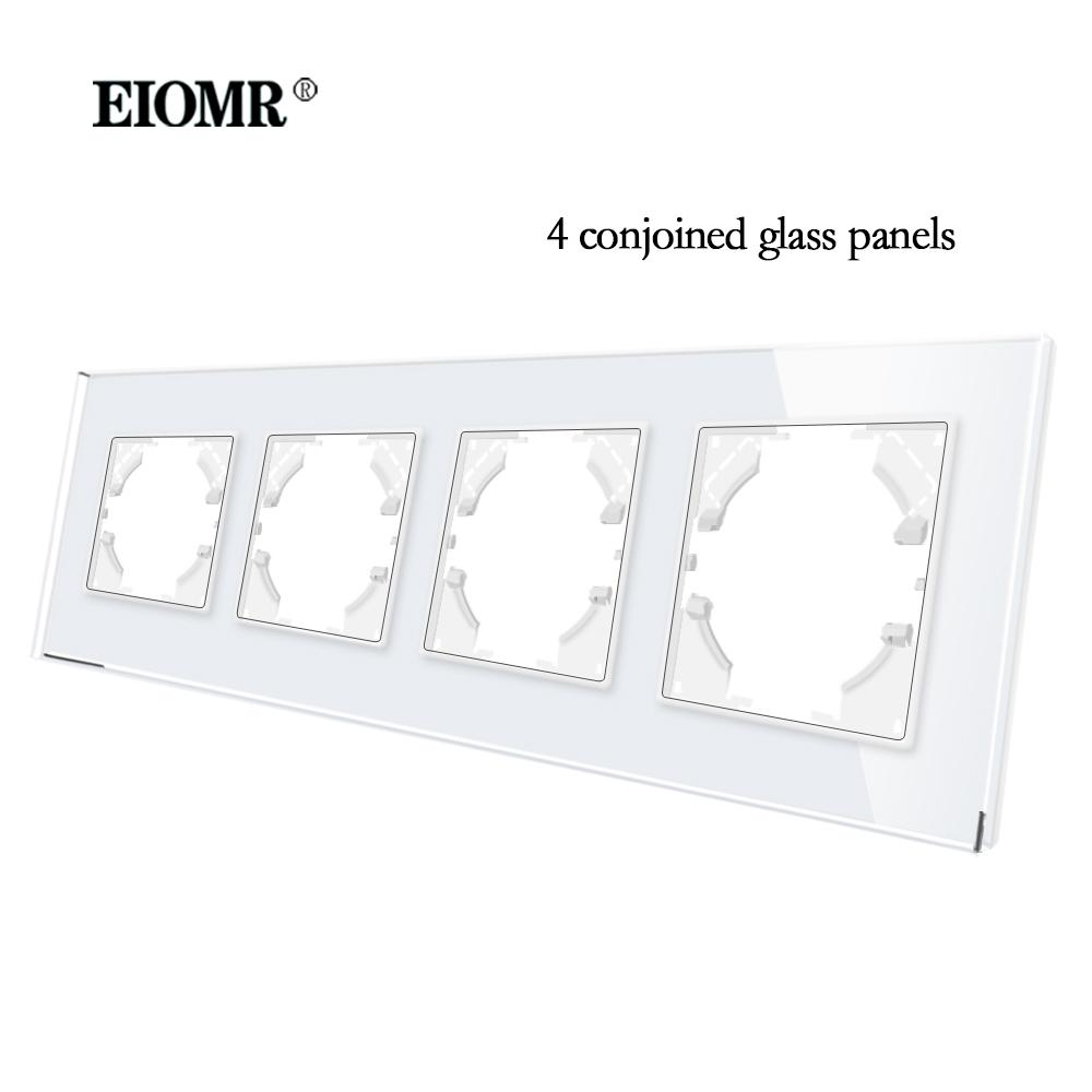 EIOMR EU Standard Wall Power Sockets White Crystal Glass Panel 16A Usb TV RJ45 Wall Switch Usb Outlets Module DIY for Round Box