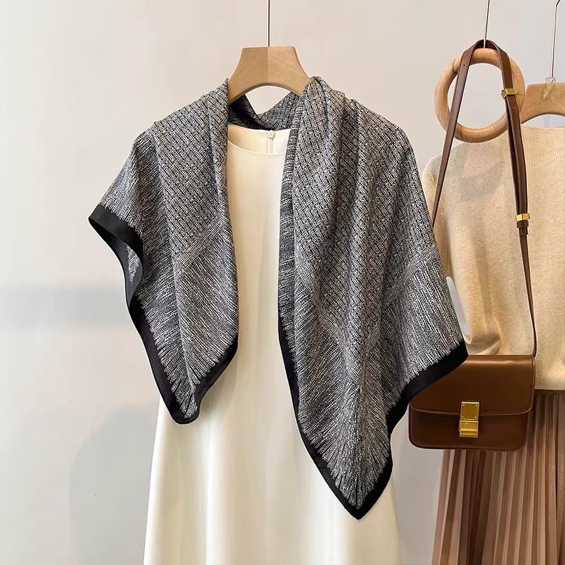 

Женский шарф класса люкс, дизайнерский, шелковый, гладкий, мягкий мусульманский платок, шаль для пляжа, квадратный 90х90 см, лента, повязка на голову, атласный, для волос