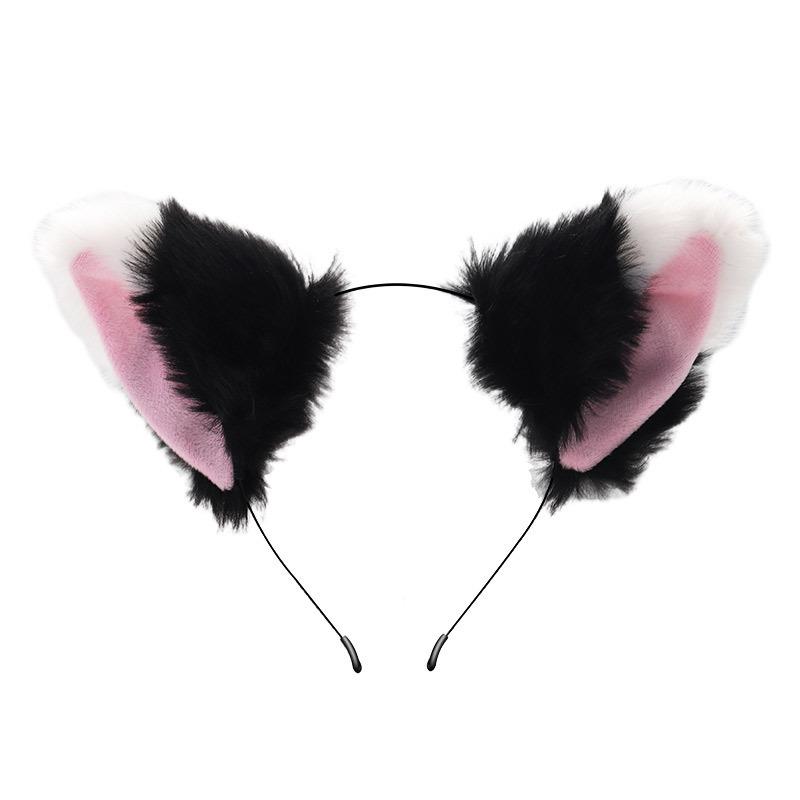Diadema y pinzas con orejas de animales: Gato, zorro, perro lobo con cascabeles: accesorios para el cabello de cosplay para mujeres.