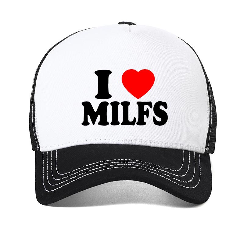 Ich liebe MILFs Ich liebe heiße Mütter Bedruckte Baseballkappe Damen Baumwolle Sommer cool Mesh atmungsaktive Mütze Mode Outdoor Sonnenhüte gorras