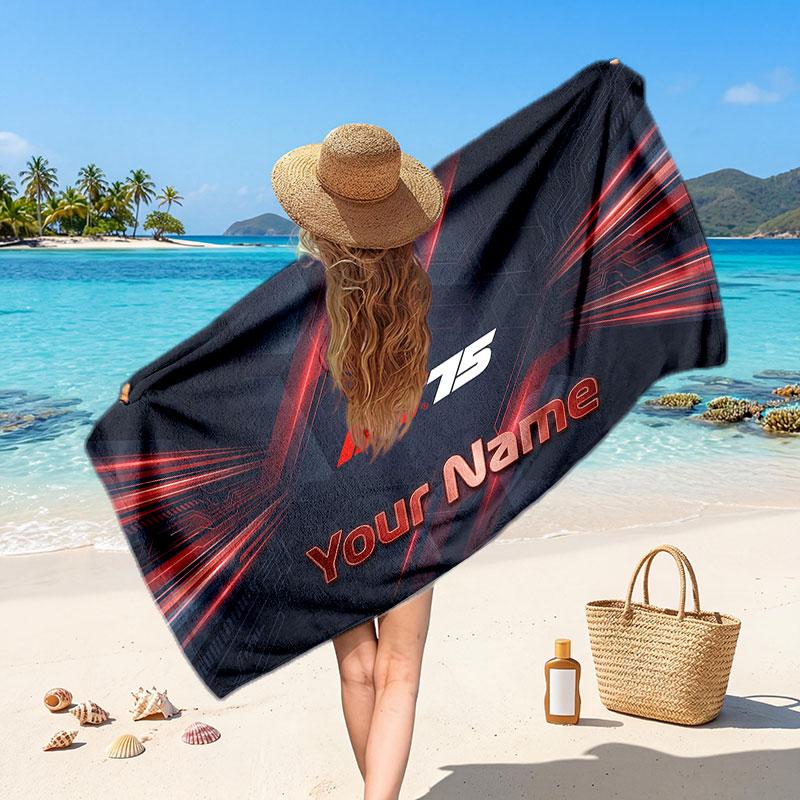 F1 Customized Name Text Beach Towel, Soft Absorbent Towel Beach Pool Travel Personal Gift