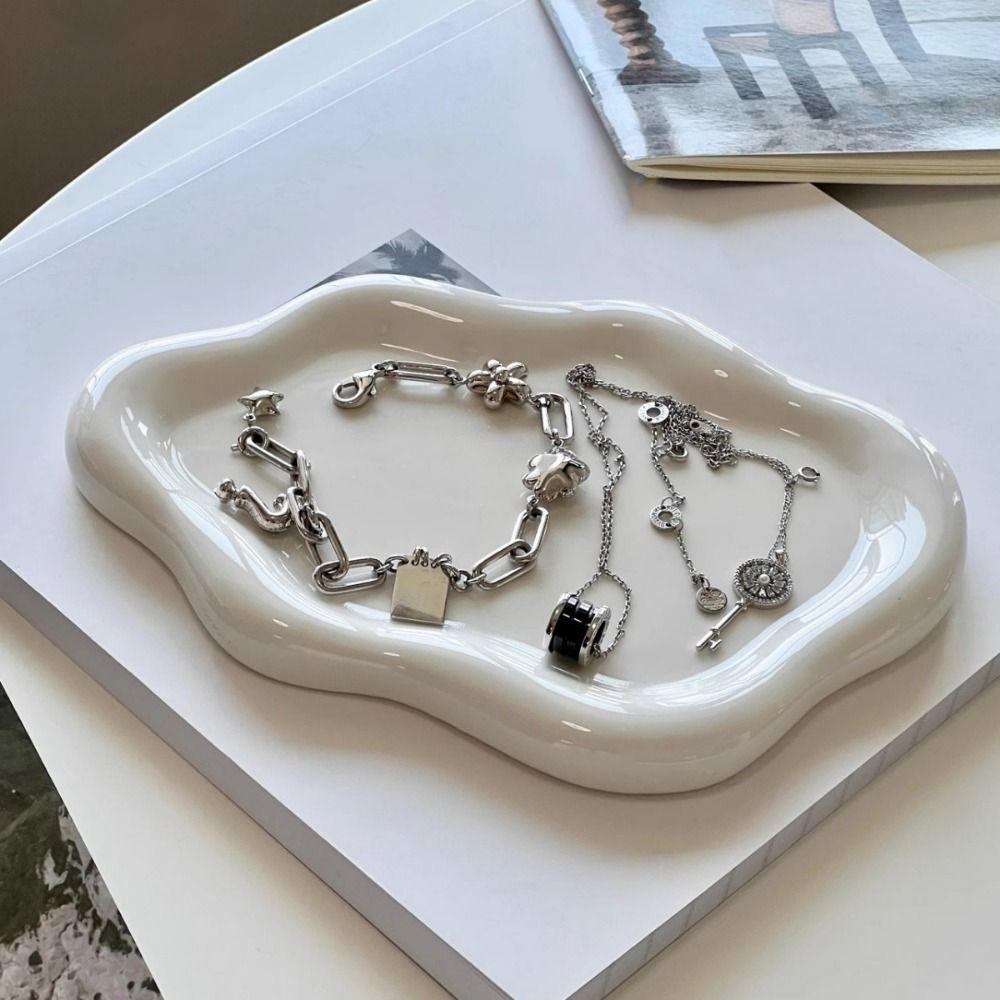 Ceramic Jewelry Storage Tray Light Luxury Cloud Shape Tray Earrings Necklace Display Plates Women