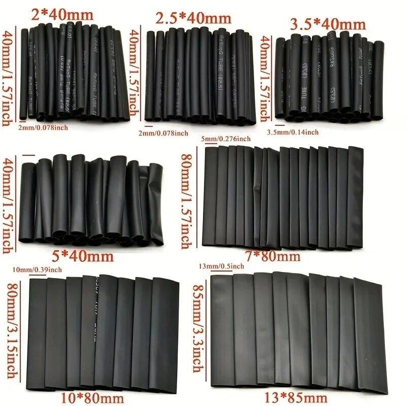 127Pcs/lot Black Heat Shrink Sleeving Set Thermoresistant Tube Shrink Wrapping Wire Cable Polyolefin Wrap Tubing