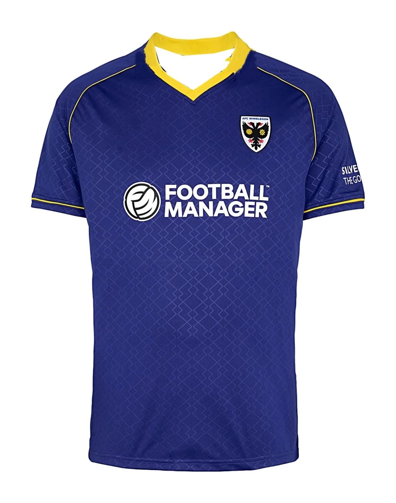 Нью-Джерси Быстросохнущая 3D Спортивная Футбольная форма AFC Wimbledon Домашняя Сине-Желтая Football Manager EFL S