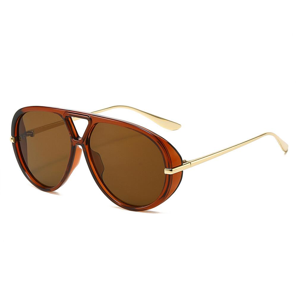 Luxury Sunglasses Women Men Metal Frame Classic Pilot Sun Glasses Big Black Yellow Lens Trendy Shades Eyewear