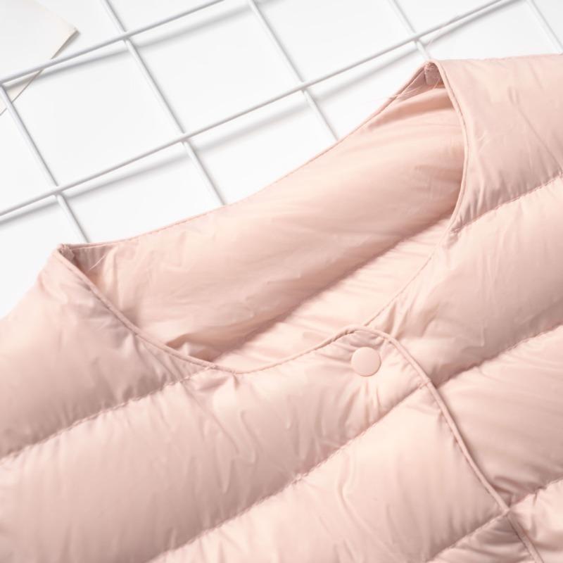 New Style Down Jacket Female Inner Liner Thin Collarless Long Sleeve Inner Wear Warm Round Collar Thin Light Down Inner Liner