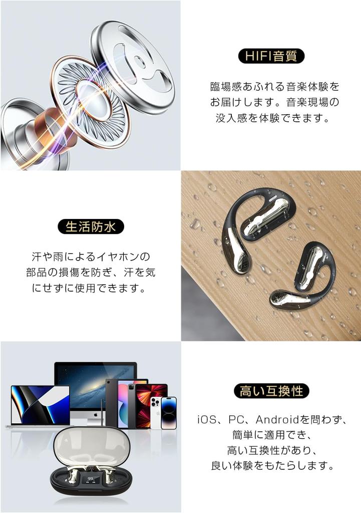 SLuB Wireless Air Conduction Bluetooth Separate Left and Right Stable Fit for Waterproof and HiFi Sound Compatible with Headset, Earphones, 5.3,