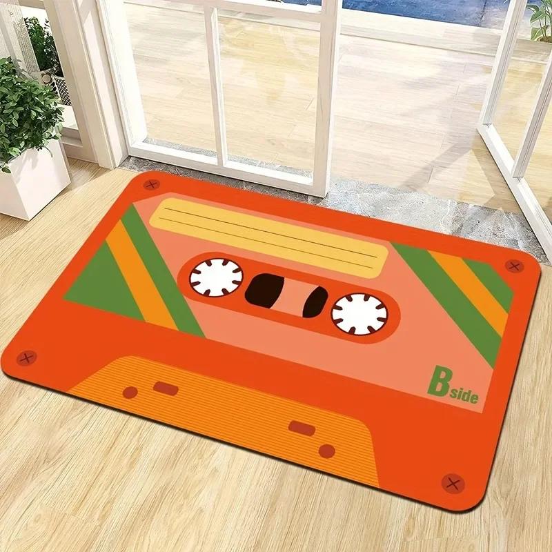 

Retro Cassette Boombox Door Mat Non-slip Washable Floor Mat for Entryway Living Room Home Decor 80s Vintage Audio Mat 40cm x 60cm