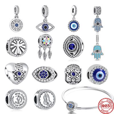 925 Sterling Silver The Eye of Greece The Eye of the Devil Pendant Charm Bead Fit Original Diy Bracelet DIY Women Jewelry