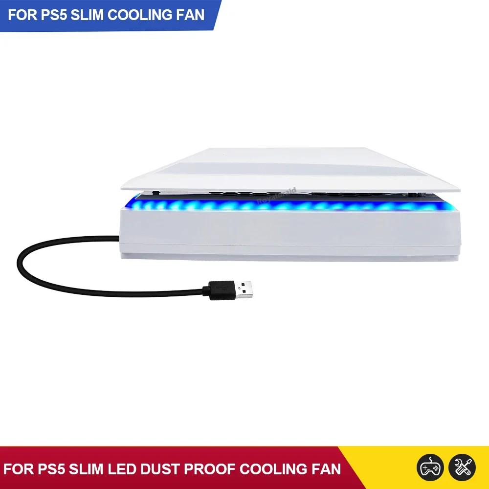Ventola di Raffreddamento Superiore per PS5 Slim con Luce LED RGB Radiatore Host di Gioco Ventola di Raffreddamento Superiore Antipolvere per Console PS5 Slim