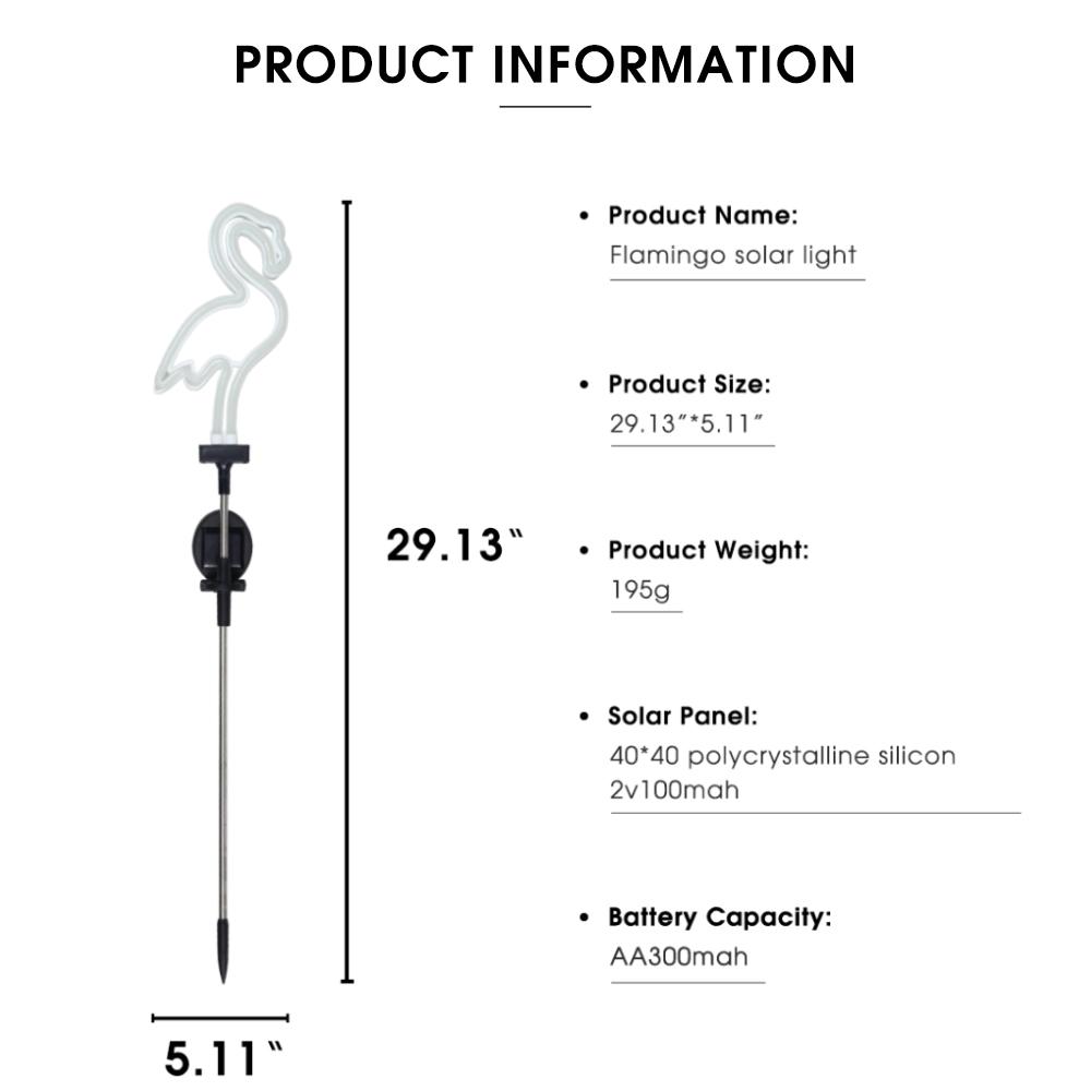 Solar Neon Flamingo Light Garden Ornament Outdoor Lawn Lamp Landscape Yard Light Wedding Party Supplies Christmas Art Decoration