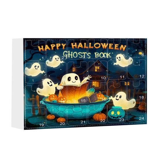 Yousheng Halloween Advent Calendar for Girls 24 Days Countdown Calendar with 24 Pcs Ghost Reading Book Earrings for Halloween Party Supplies