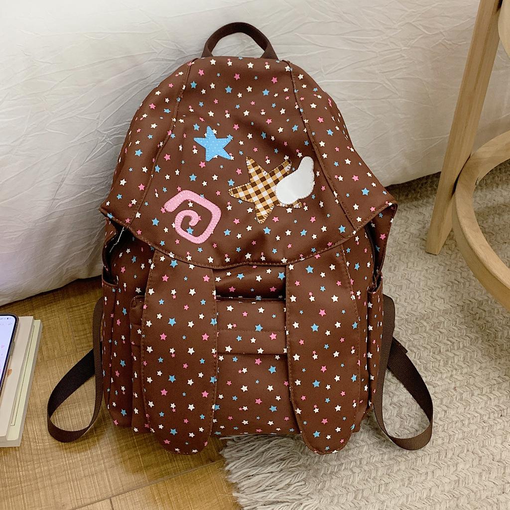 Schoolbag High-value student backpack Polka dot rabbit ears schoolbag female star chasing large-capacity going out cute backpack female bag