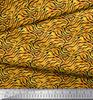 Soimoi Orange Poly Crepe Fabric Tiger & Ziraffe Animal Skin Printed Fabric 1 metre 42 Inch