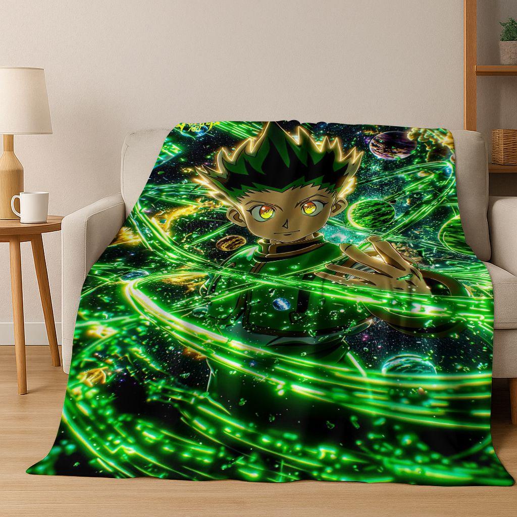 Anime HUNTER X HUNTER HXH Gon Freecss Killua Cartoon Flannel Blanket,Cozy Soft Throw Blanket for Home Bedroom Bed Sofa Cover Kid
