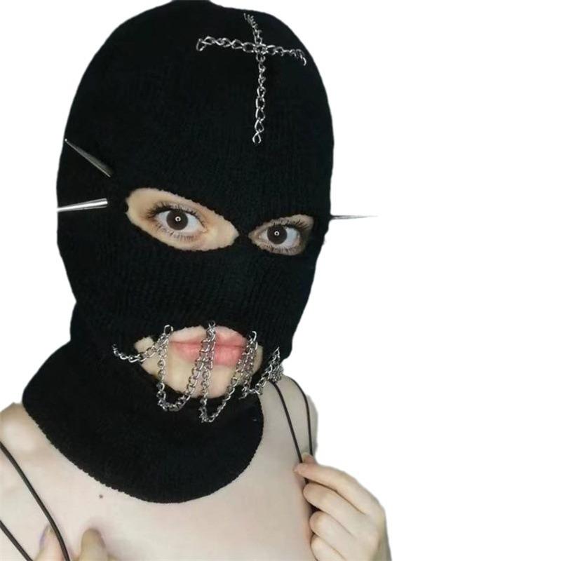 Nová ručně háčkovaná maska ​​Bunny Mask legrační maska ​​zajíčka pro dospělé s kapucí