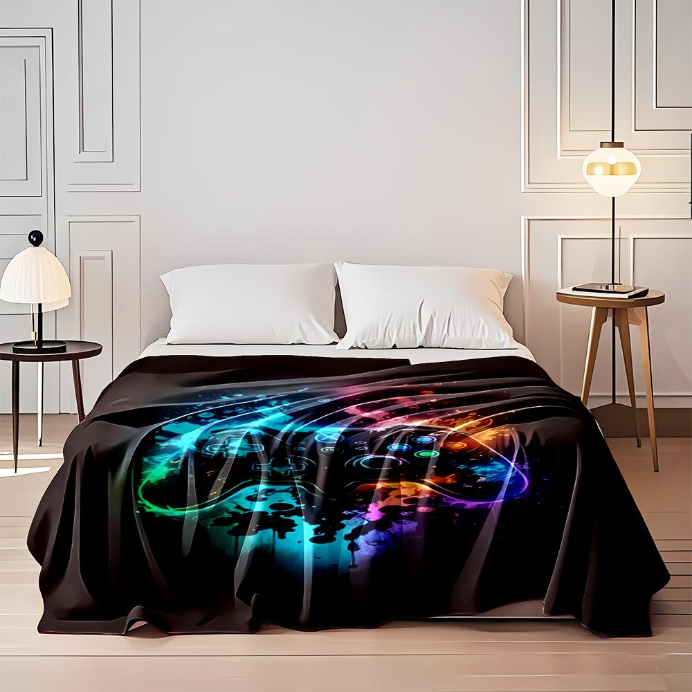 Colorful Game Controller Neon Artwork Blanket Flannel blanket for bedroom, living room, sofa, and nap sofas