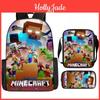 Set Zaino 3in1 in Oxford Minecraft Con Astuccio E Borsa a Tracolla Per Studenti