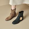 Schwarz Braun Damen Stiefeletten Runde Zehenpartie Mittelhoher Blockabsatz Kleine Große Größe 32 48