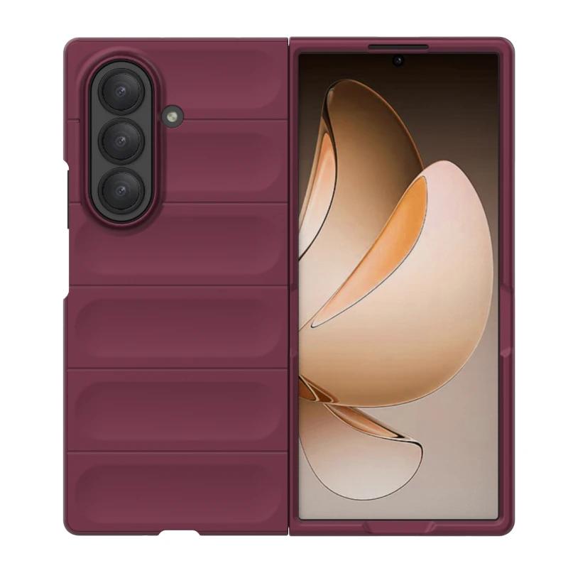 Simple Bunsiness Phone Case For Samsung Galaxy Z Fold 7 6 5 4 3 Soft Liquid Silicone Naked Device Feel Anti-Drop Protector Cover