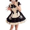 Dress Bow Elastic Lolita High One-piece 3-piece Set Short-sleeved Dress, Tie, Apron, Frills, Knee-length, Lace, Waist, Style, A-line, Waist, Cute,