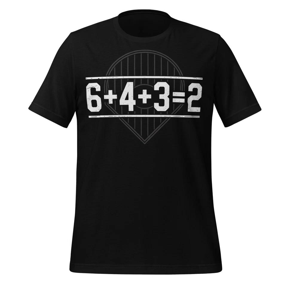

Футболка с графикой Двойная игра в бейсболе 6+4+3=2 Мужская Женская Забавный Спортивный Подарок 3XL