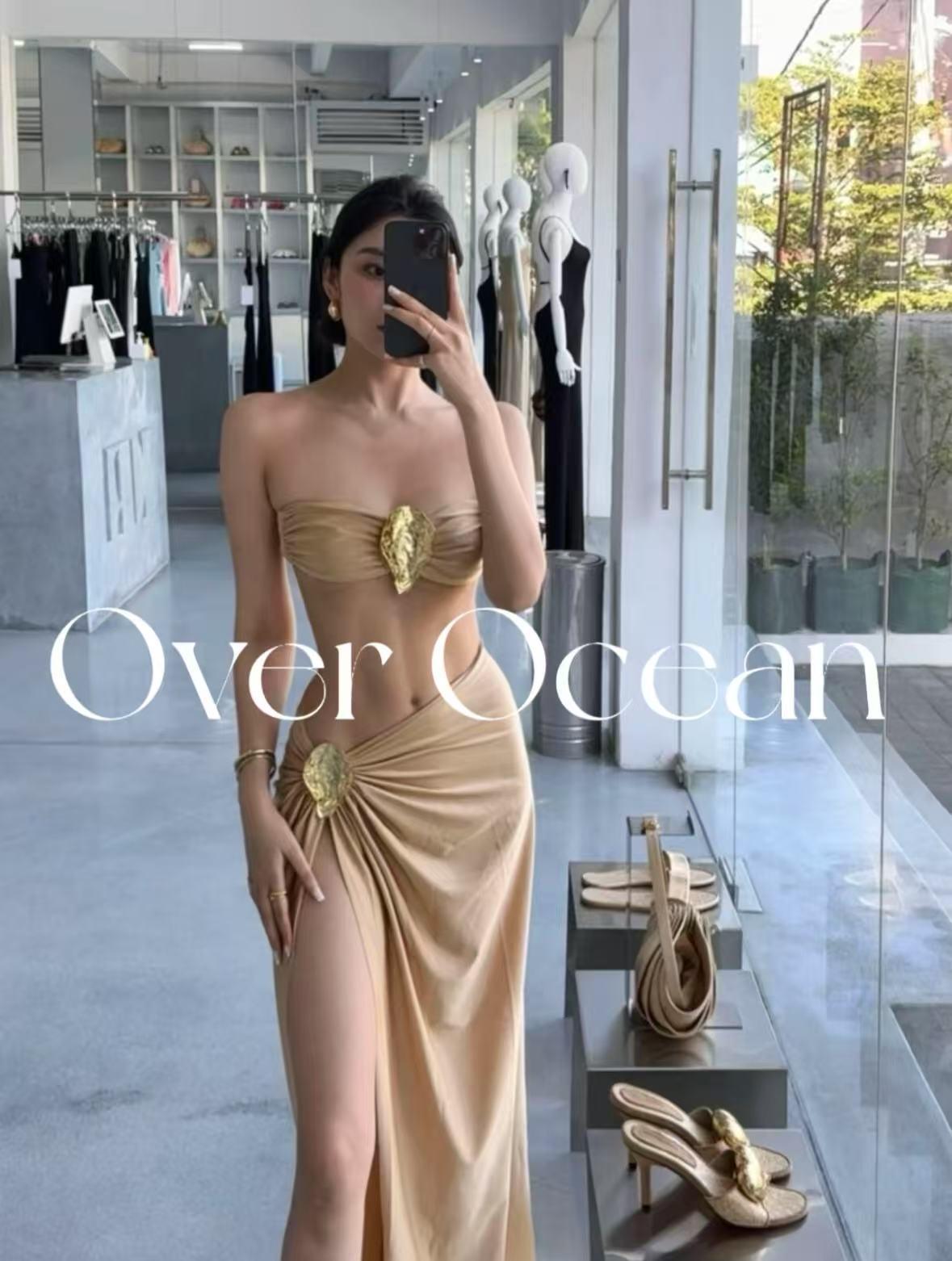 

Корейский купальник-шампанское: Сексуальный купальник-тройка с юбкой Small хаки