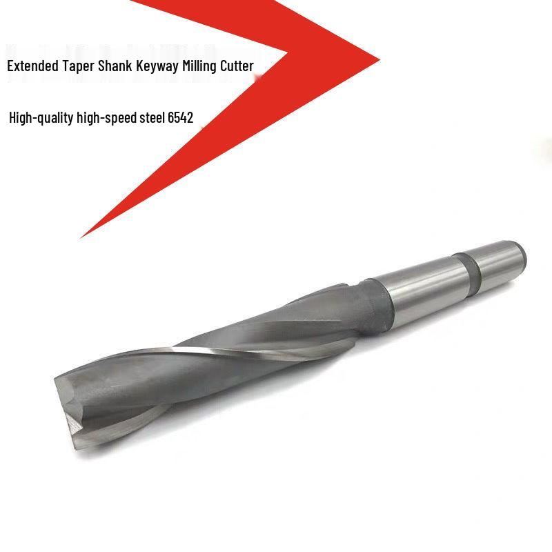 Extended Two-Flute Taper Shank Keyseat Cutter, Extra Long 14-20mm, High-Speed Steel