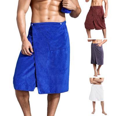 Toalha de Banho de Microfibra Masculina com Bolso Absorvente Quente Cobertura de Partes Íntimas Elástico