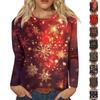 Women's Fashion Casual Long Sleeve  Print Round Neck Top