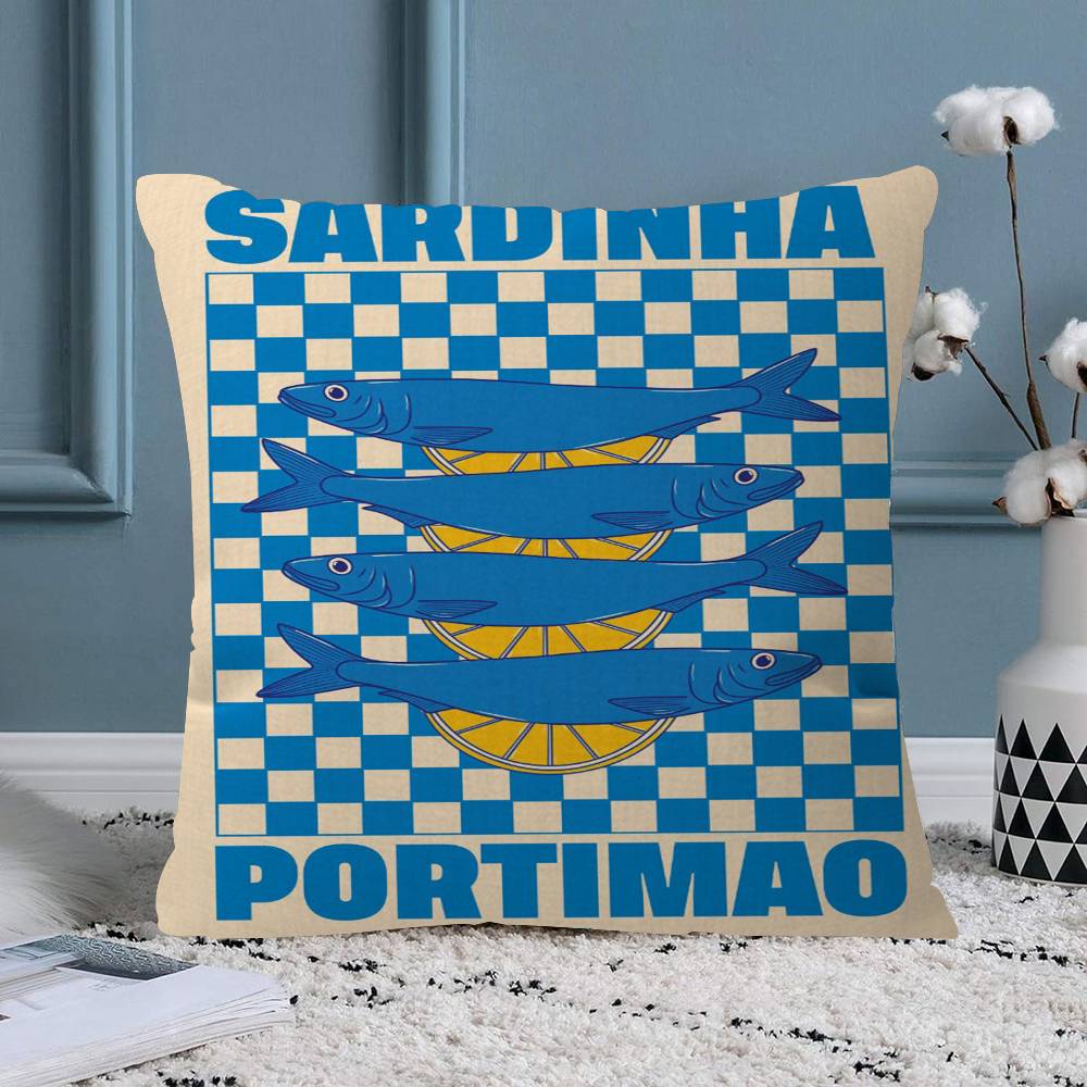 Sardines Pillow Covers Cartoon Sofa Decorative Home Doublesided Printing Short Plush Cute Cushion Cover