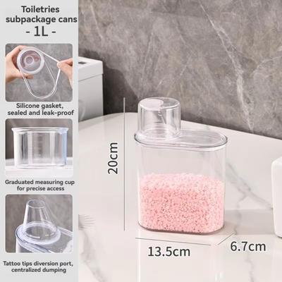 Boîte de rangement hermétique pour poudre à laver Transparente Grande capacité Distributeur de détergent à lessive avec gobelet doseur Seau pour capsules de lessive