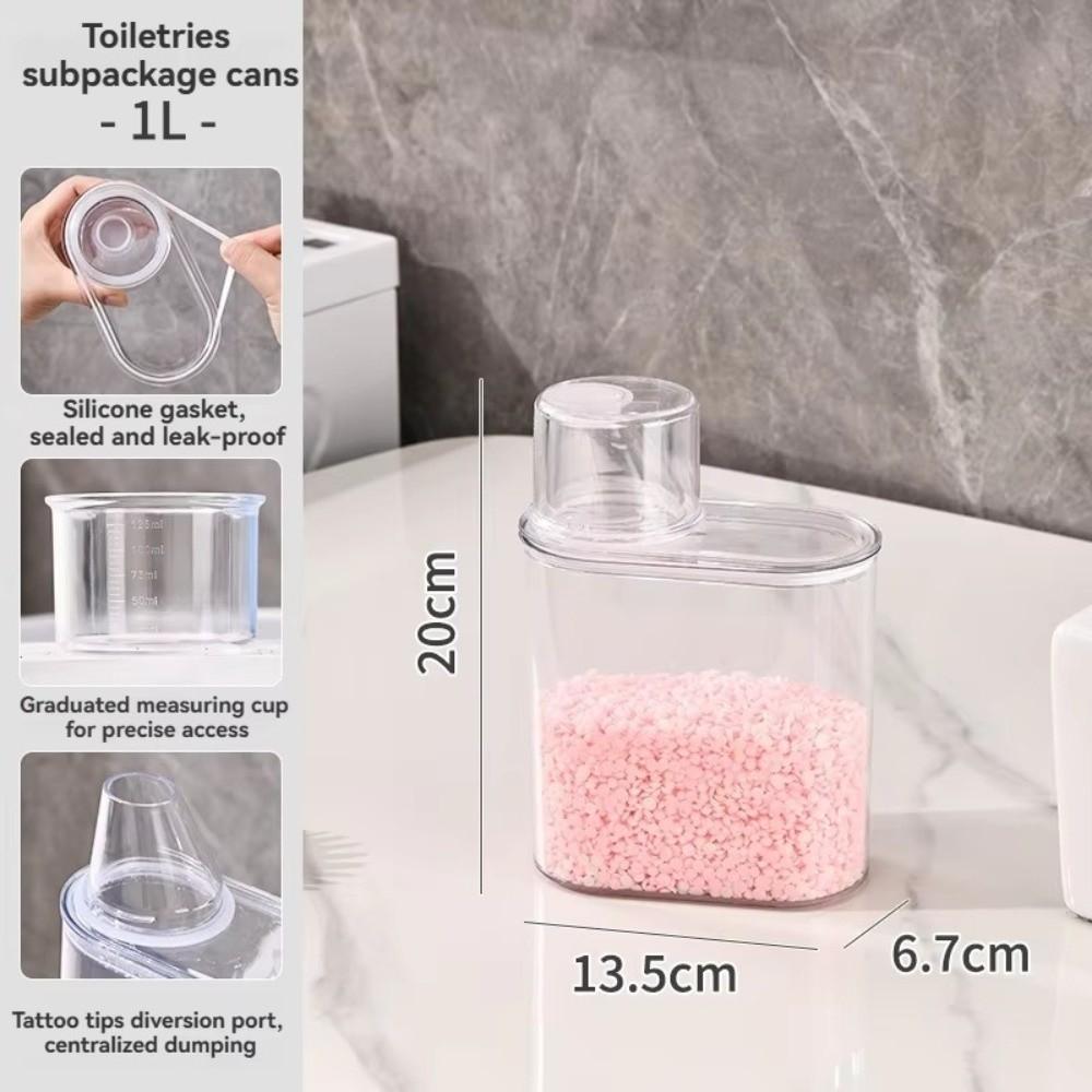Airtight Washing Powder Storage Box Transparent with Measuring Cup Laundry Pod Bucket Large Capacity Laundry Detergent Dispenser