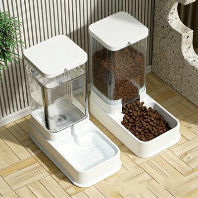 Für Katzen und Hunde1-2Schwerkraft-Futterautomat und Wasserspender-Set für Haustiere aus Kunststoff