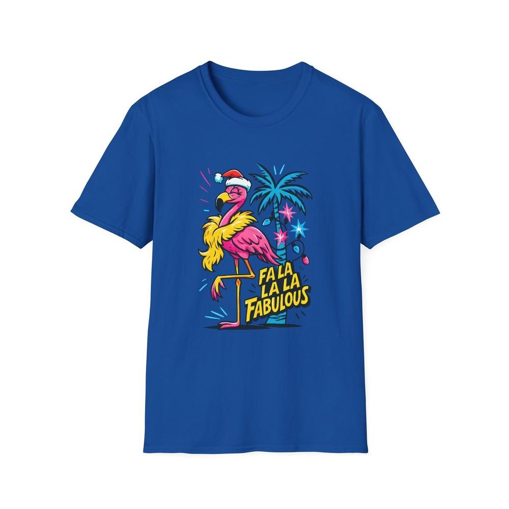 

Unisex Softstyle T-Shirt Flamingo Palm Tree Santa Hat Christmas Lights 4XL