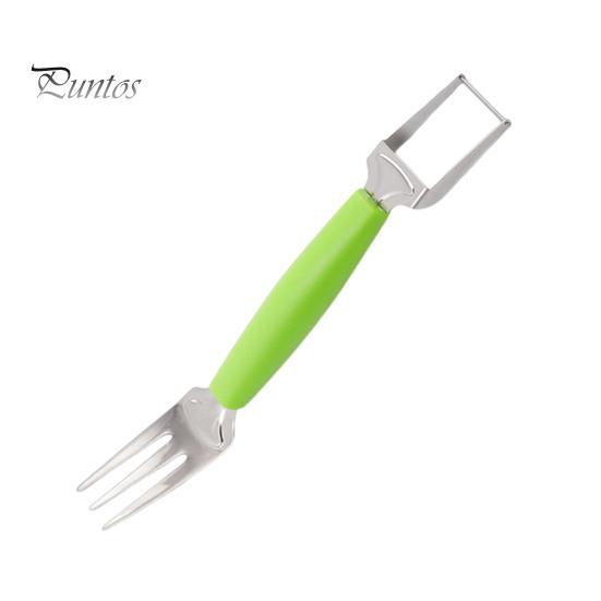 

Нож для нарезки арбуза из нержавеющей стали, вилочный резак 2-в-1, портативный резак для фруктовых кубиков, легкий вилочный нож для арбуза для пикников, вечеринок зелёный