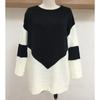 Women's Temperament Loose Round Neck Stitching Knitted Long-sleeved Sweater