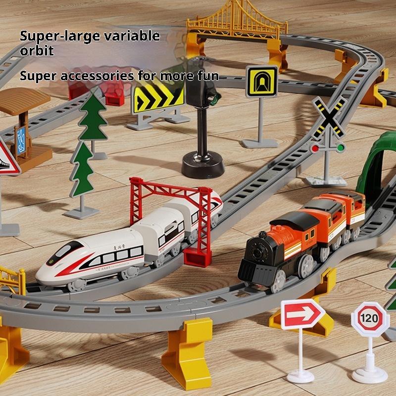 Children'S Electric Train Set With Track Toy Car Assembling Model Gift Educational High Speed Railway Vehicle Playset
